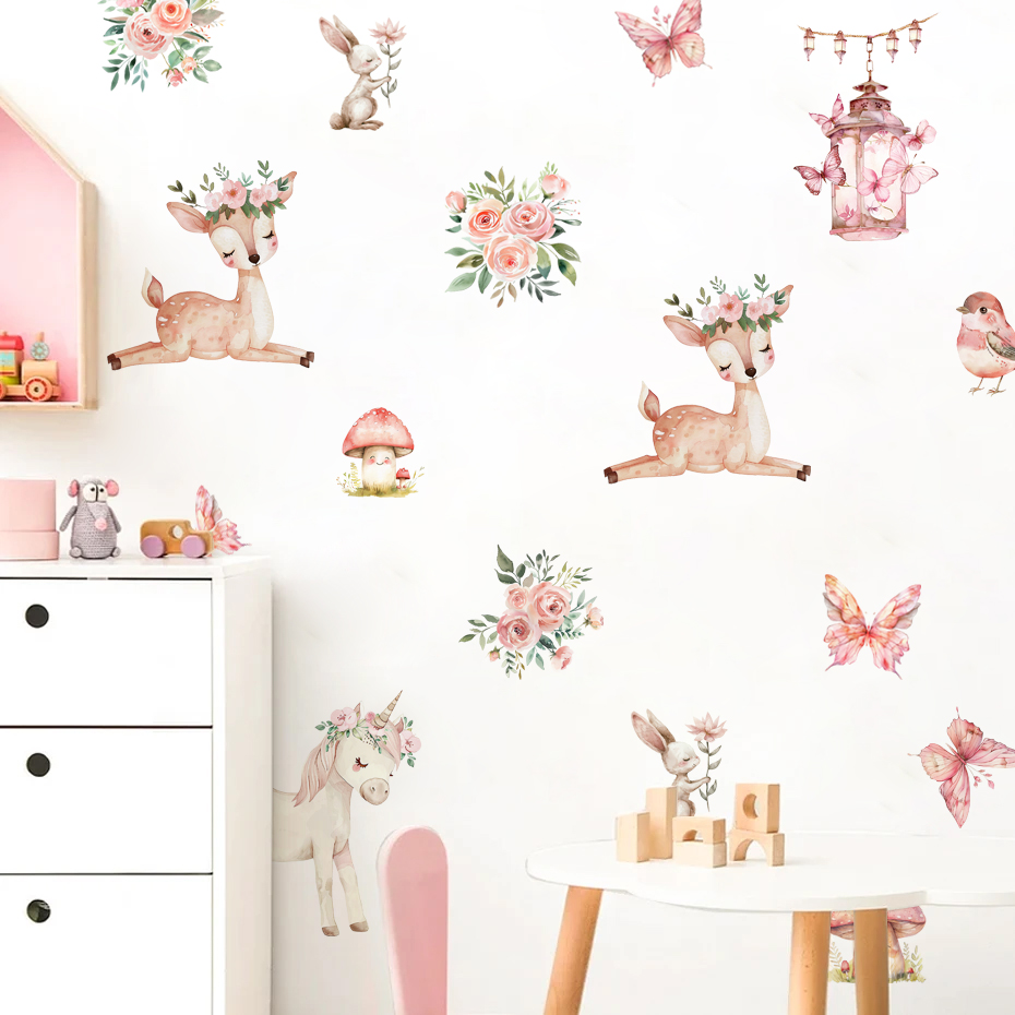 Baby Girl Nursery Quotes - Stiker dinding rumah rusa cantik kartun