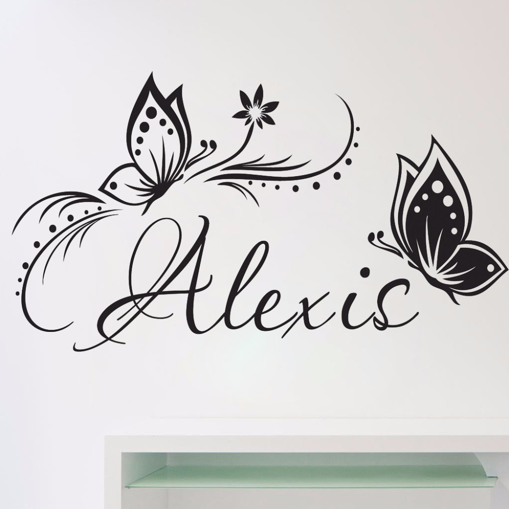 Baby Girl Nursery Quotes - Personalized Nama dan Kupu-kupu Wall Vinyl