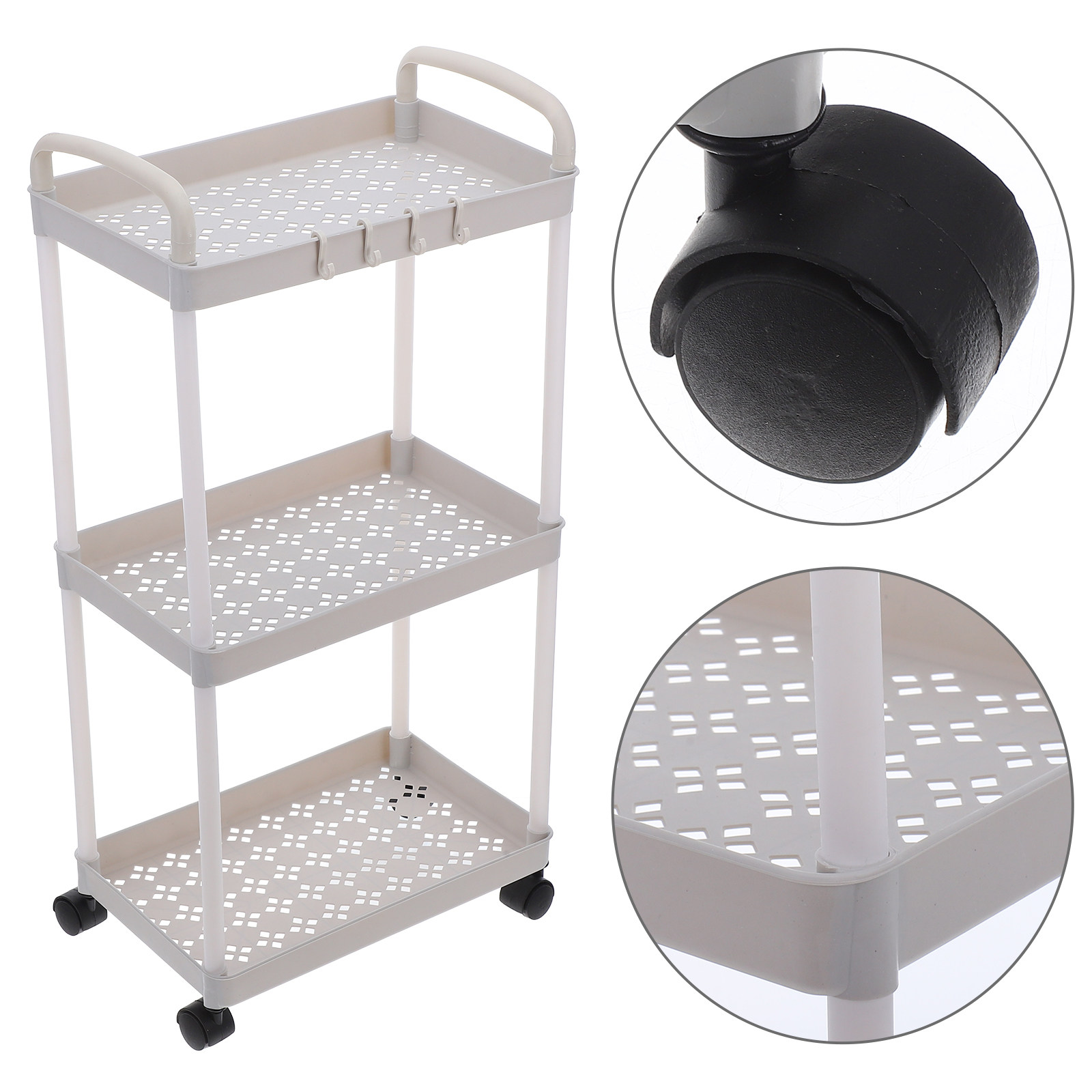 Baby Nursery Trolley - Keranjang Penyimpanan Plastik 3 Tingkat, Keranjang