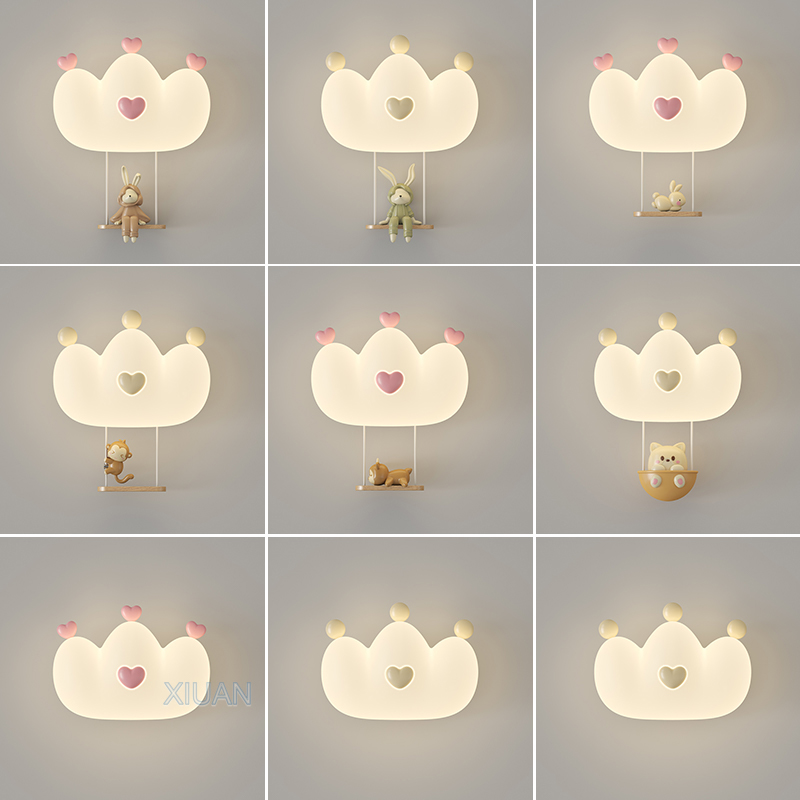 Baby Nursery Wall Lights - Lampu Dinding mahkota merah muda romantis,