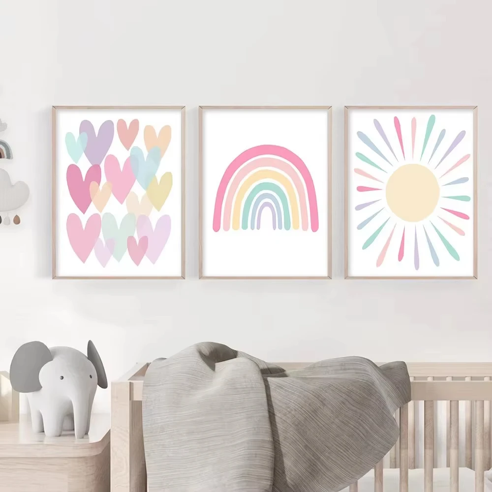 Baby Nursery Frames - (Tanpa Bingkai) Lukisan Poster Hati Kartun,