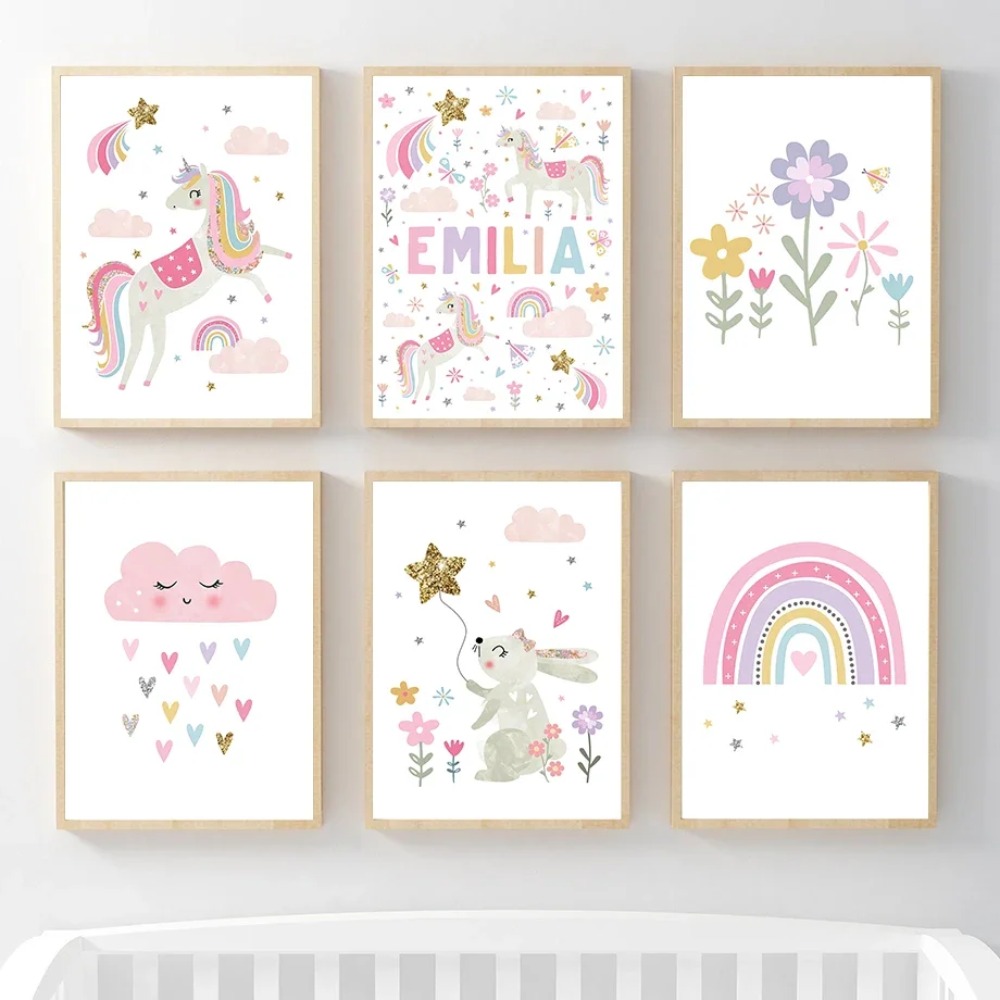 Baby Nursery Decor Girl - Poster Lukisan Kanvas Seni Dinding Kamar