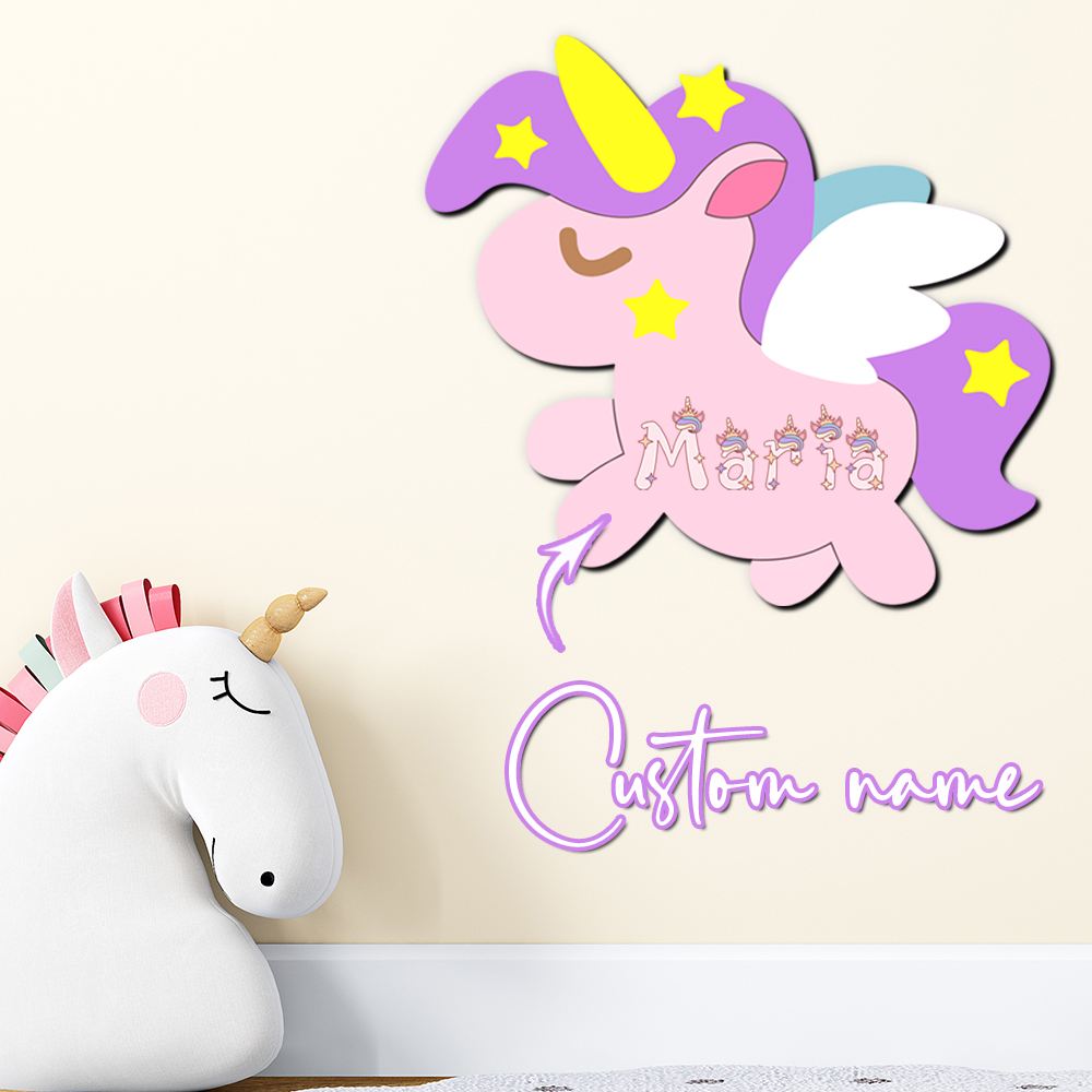 Papan Nama Unicorn Kayu Custom - Baby Nursery Decor Girl ulasan dan harga