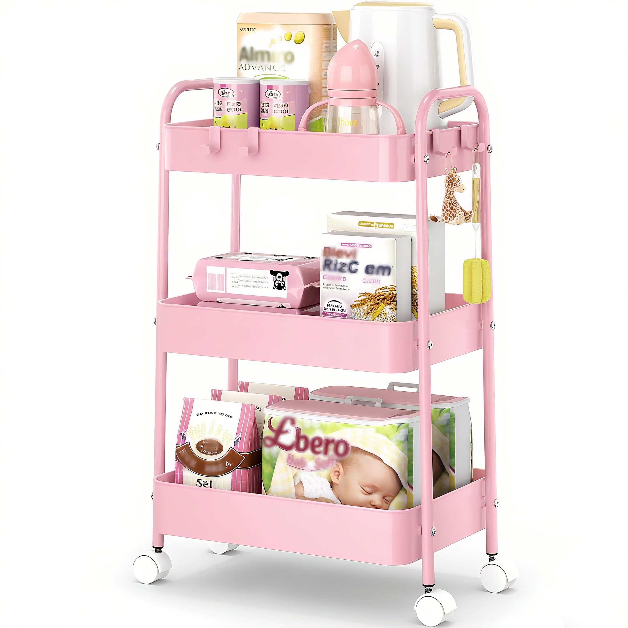 Troli Logam 3 Tingkat Beroda W - Baby Nursery Trolley ulasan dan harga