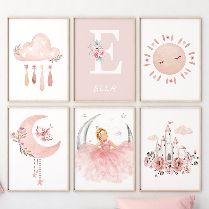 Lukisan Kanvas Pembibitan Seni - Baby Nursery Decor Girl ulasan dan harga