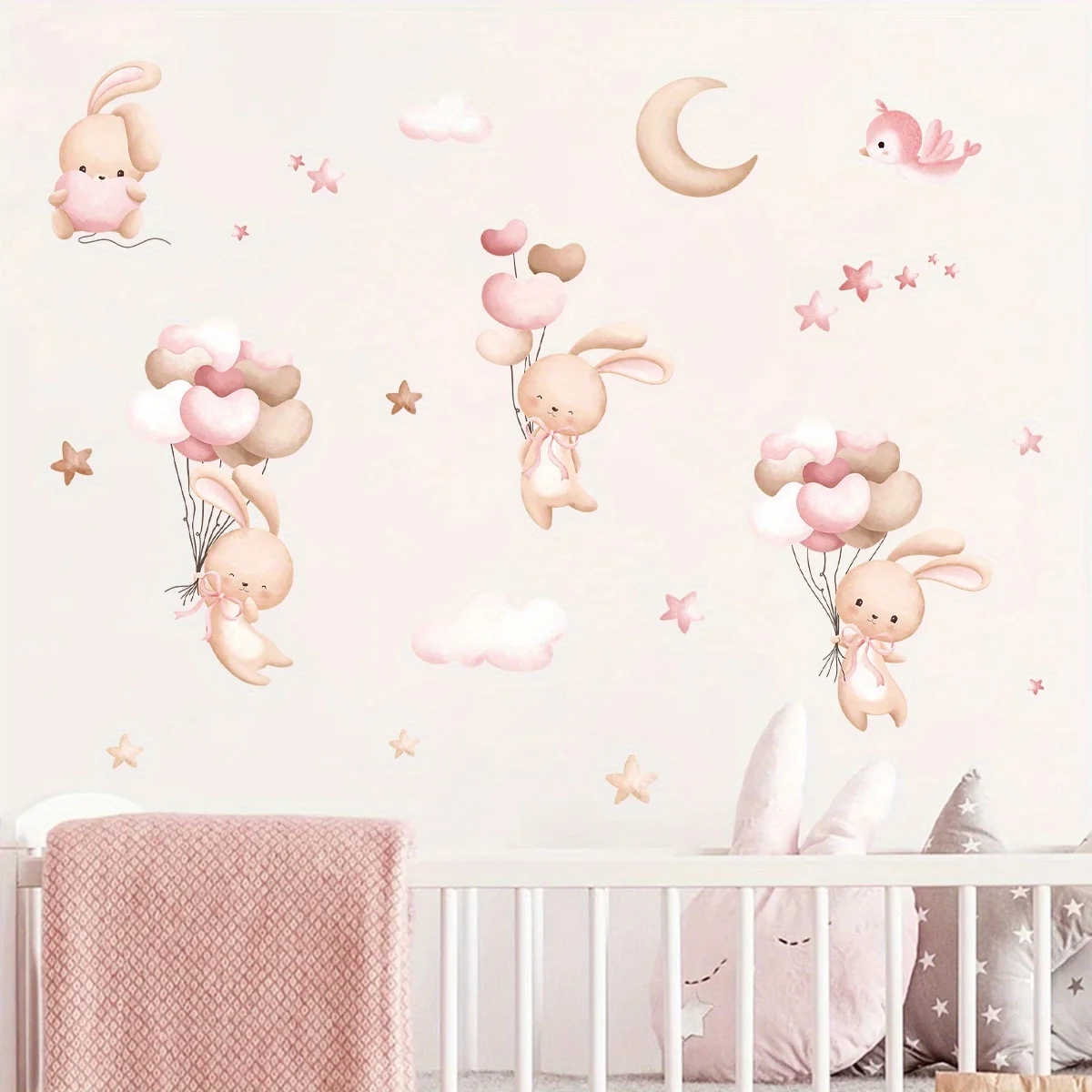 Stiker dinding balon kelinci l - Baby Girl Nursery Quotes ulasan dan harga