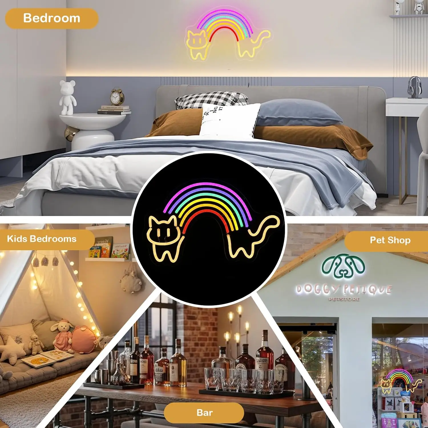 Lampu Neon Kucing Pelangi Lamp - Baby Nursery Wall Lights ulasan dan harga