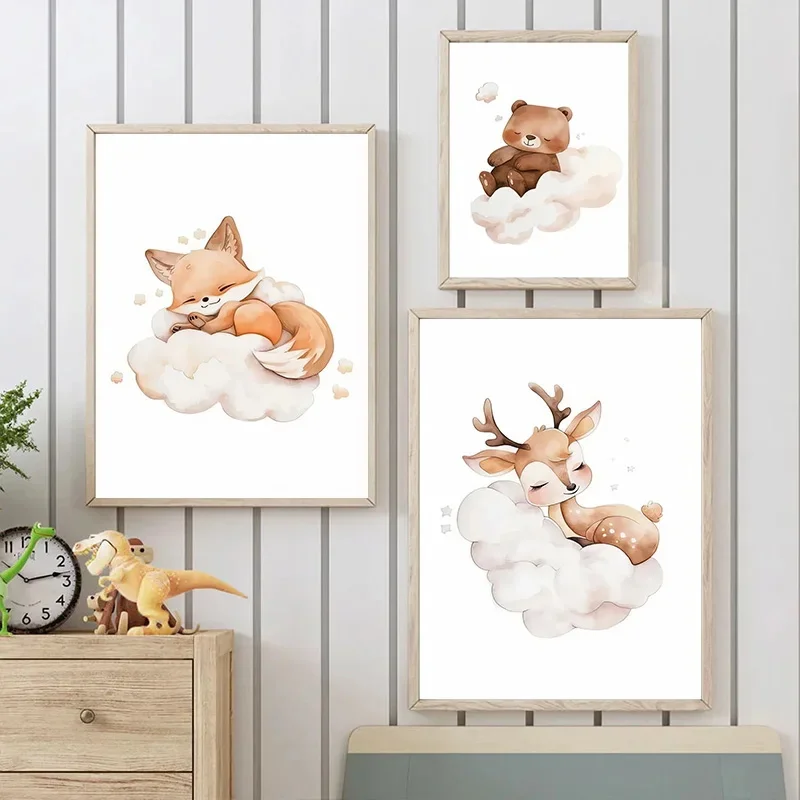 Lukisan Kanvas Hewan Awan Kart - Baby Nursery Frames ulasan dan harga