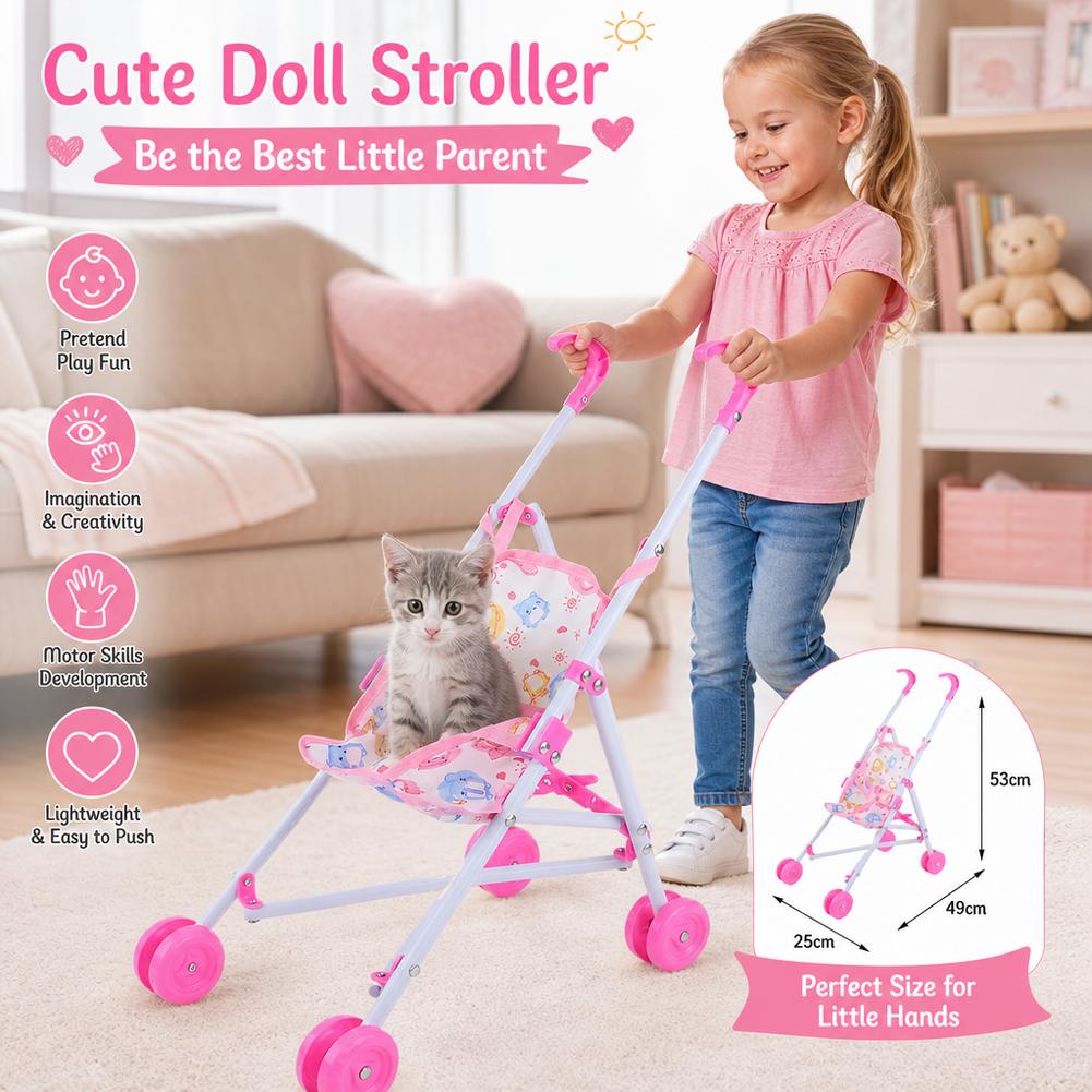 Kereta Dorong Boneka Pink, Ker - Baby Nursery Trolley ulasan dan harga