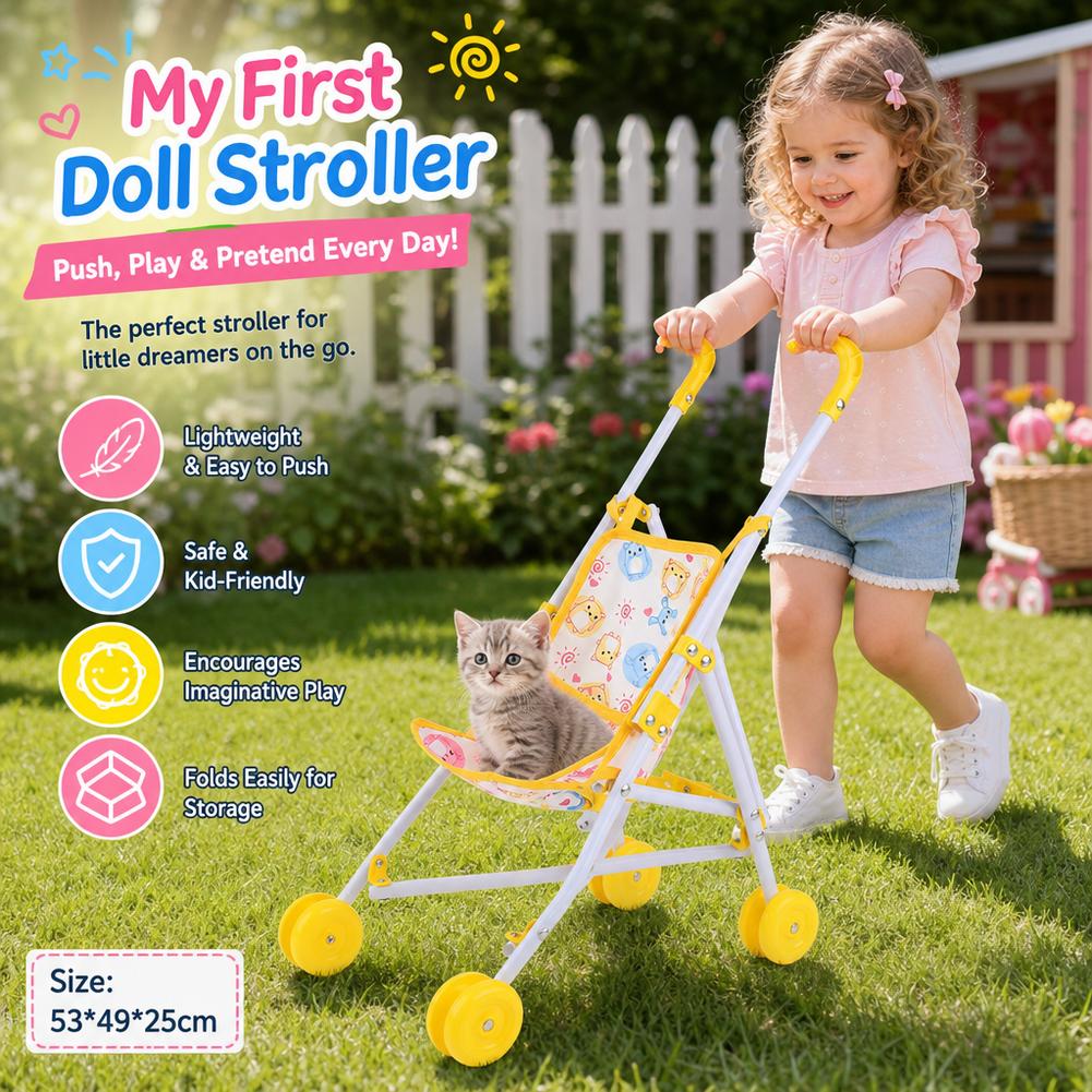Kereta Dorong Boneka Pink, Ker - Baby Nursery Trolley ulasan dan harga