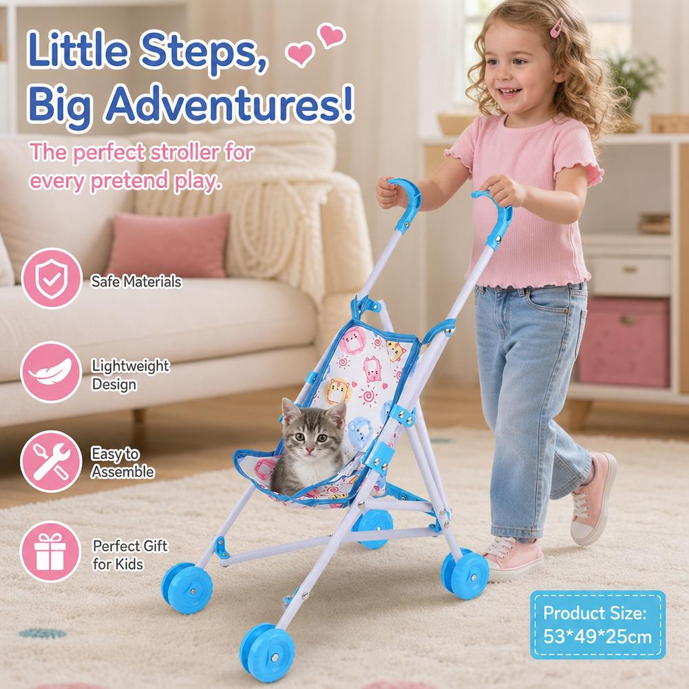 Kereta Dorong Boneka Pink, Ker - Baby Nursery Trolley ulasan dan harga