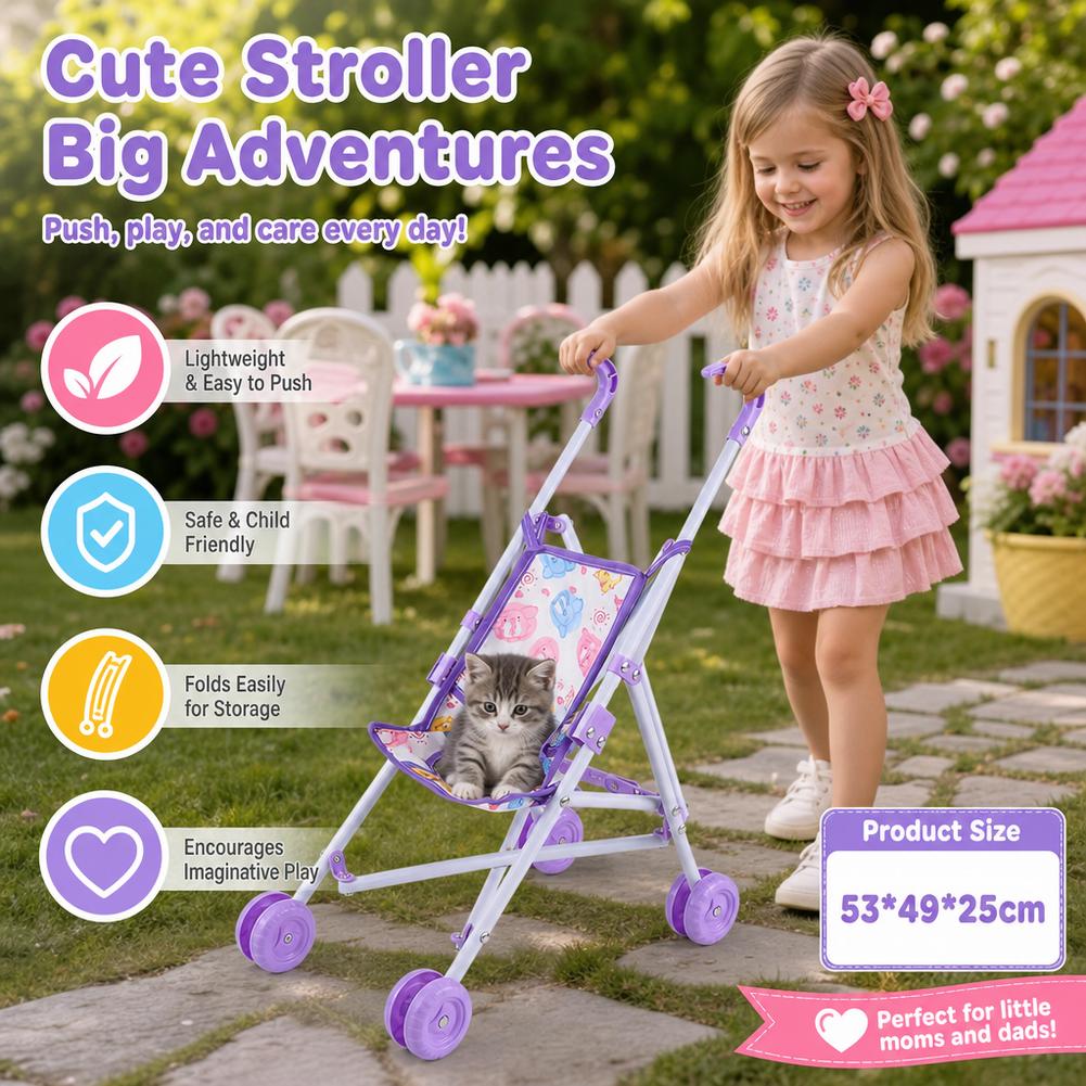 Kereta Dorong Boneka Pink, Ker - Baby Nursery Trolley ulasan dan harga