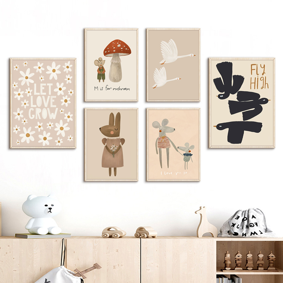 Poster angsa kartun kelinci Bo - Baby Nursery Frames ulasan dan harga