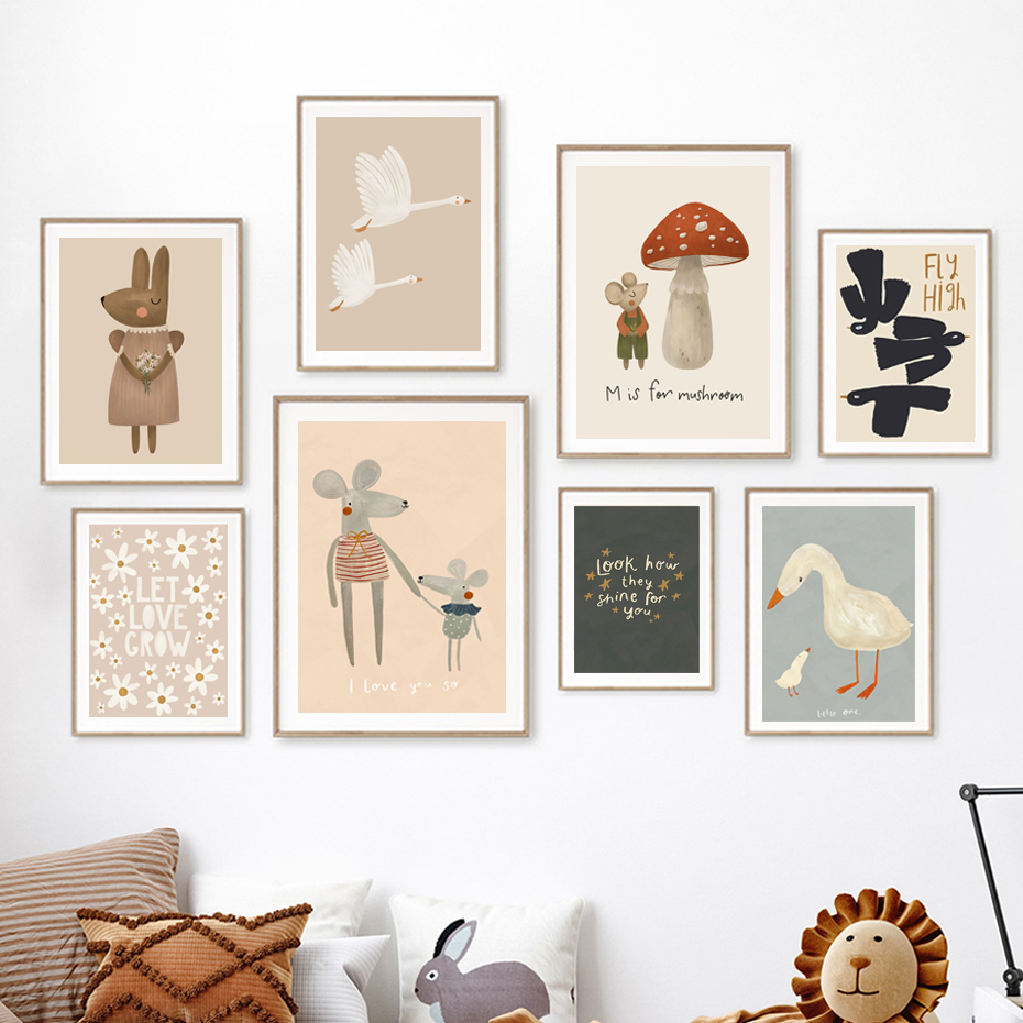Poster angsa kartun kelinci Bo - Baby Nursery Frames ulasan dan harga